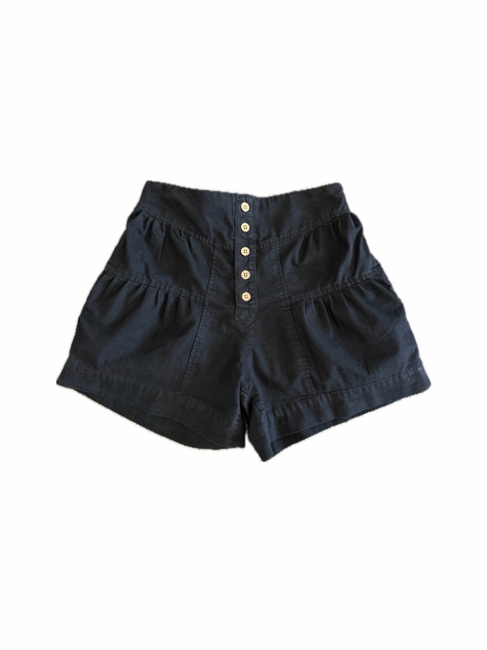 Cicy Bell High-Waist Black Button-Front Women's Shorts